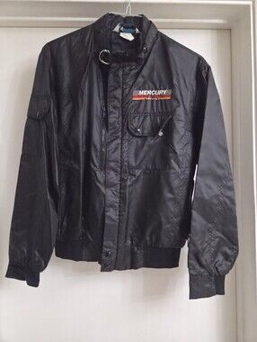 Horizon Vintage Mercury Racing Men's Black Bomber Jacket. Mercury Racing Jacket.